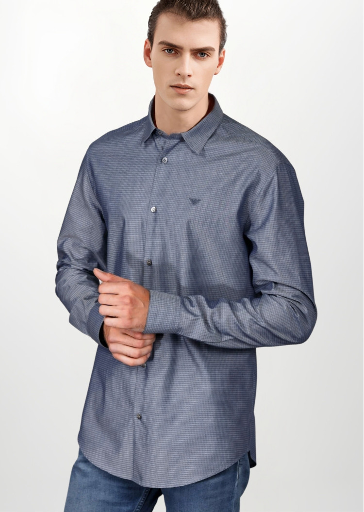 Сорочка повседневная Slim Fit для мужчин (451500), цвет Серый - №2