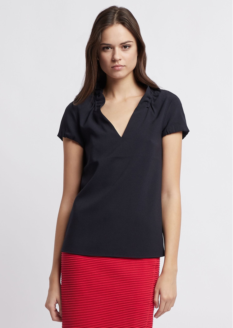 Блуза з коротким рукавом Regular Fit для жінок (454483), колір Синій - №2