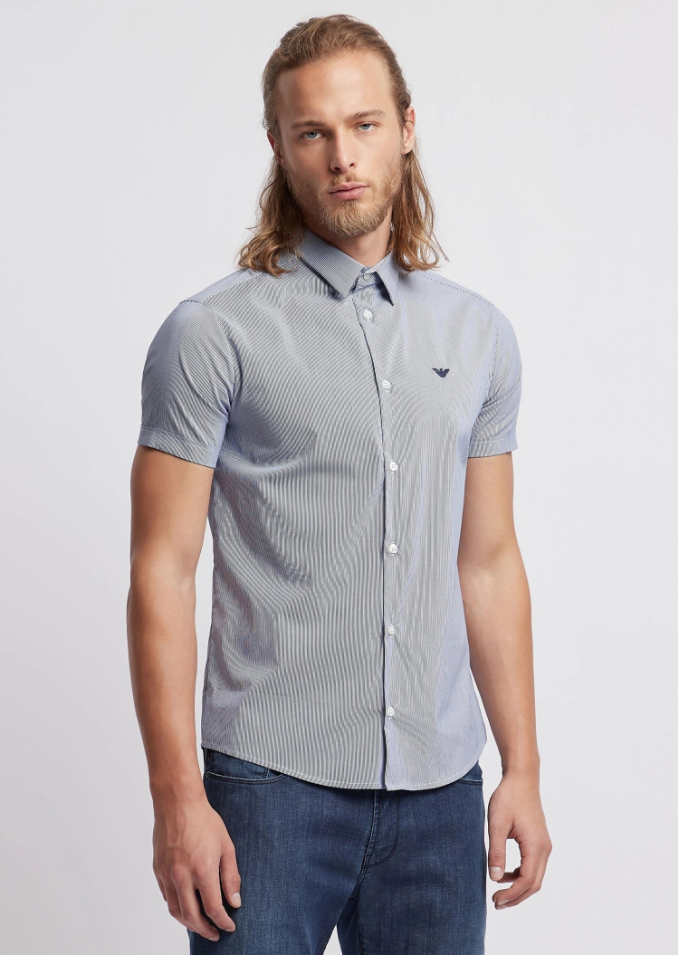 сорочка ділова з коротким рукавом Extra-slim fit для чоловіків (455030), колір Синій - №2