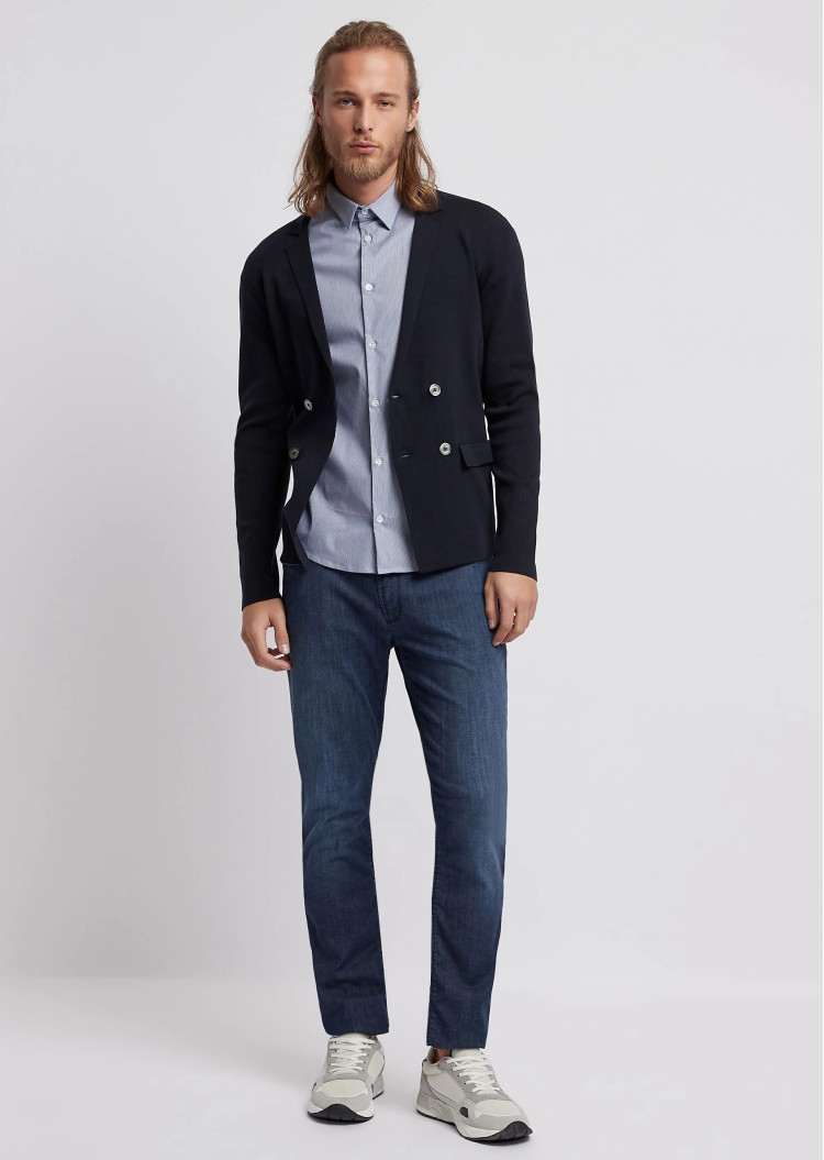 сорочка ділова з коротким рукавом Extra-slim fit для чоловіків (455030), колір Синій - №3