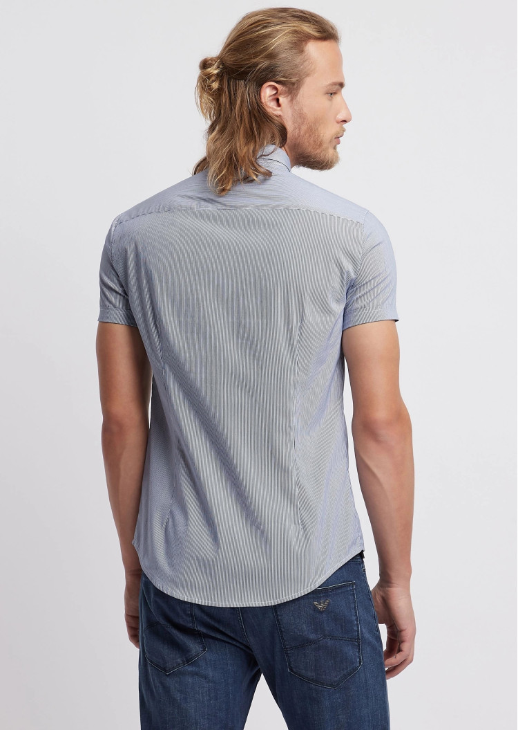 сорочка ділова з коротким рукавом Extra-slim fit для чоловіків (455030), колір Синій - №4