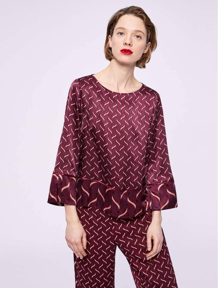 Блуза с 3/4 рукавом Relaxed fit для женщин (457800), цвет Бордовый - №2