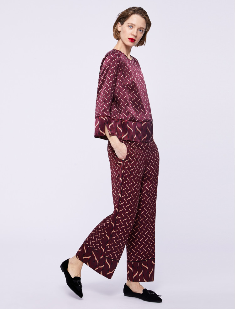 Блуза с 3/4 рукавом Relaxed fit для женщин (457800), цвет Бордовый - №3