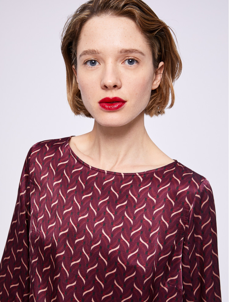Блуза с 3/4 рукавом Relaxed fit для женщин (457800), цвет Бордовый - №5