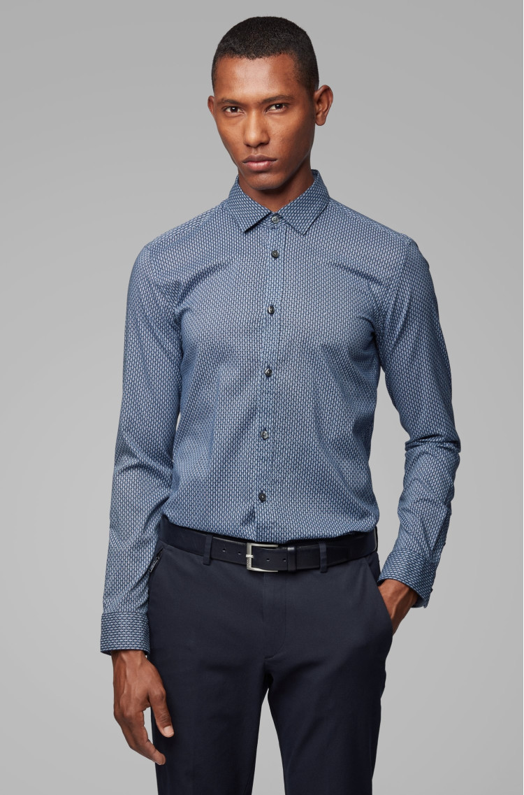 сорочка ділова Slim fit для чоловіків (458746), колір Синій - №3