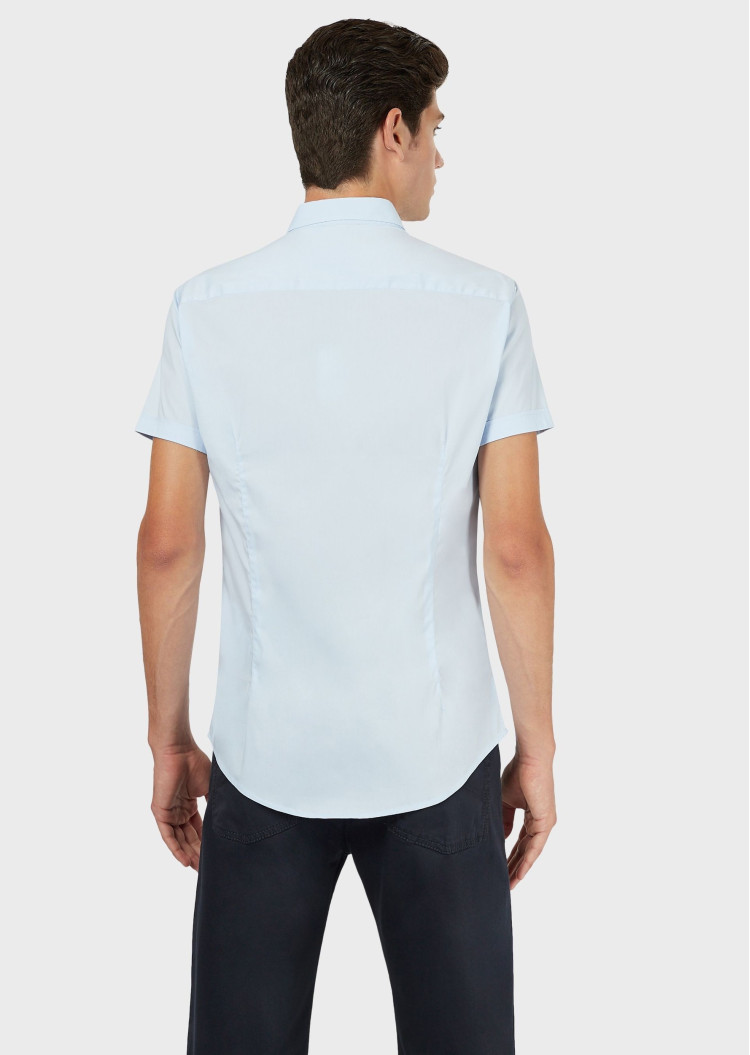 Сорочка деловая с коротким рукавом Slim Fit для мужчин (462087), цвет Синий - №4
