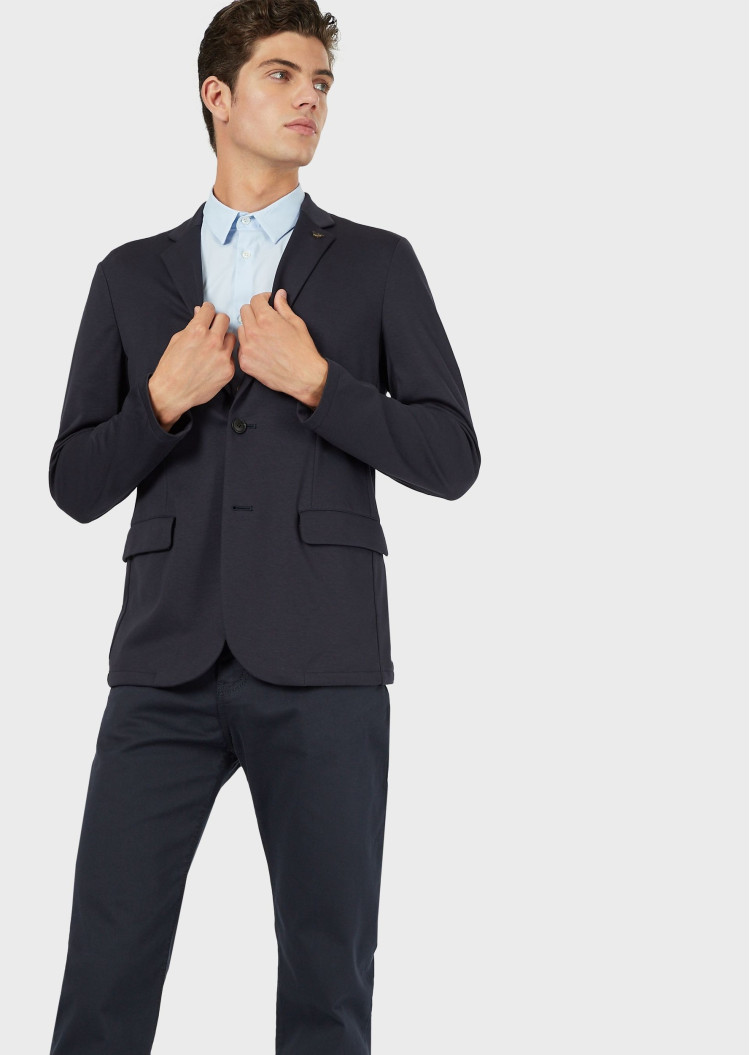 Сорочка деловая с коротким рукавом Slim Fit для мужчин (462087), цвет Синий - №5