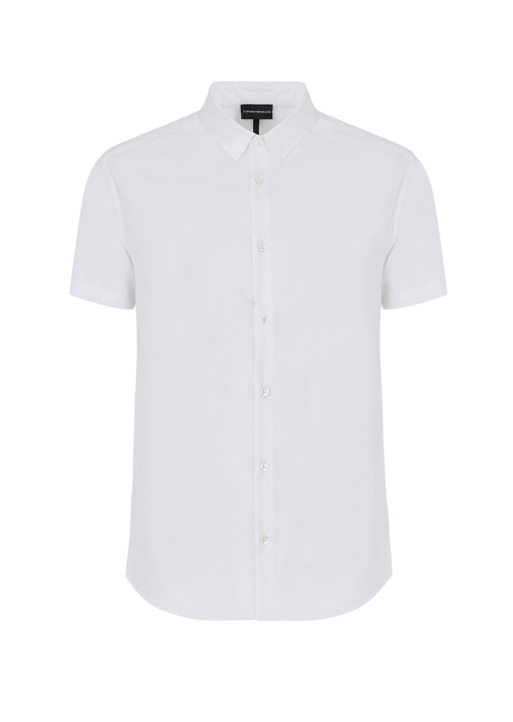 Сорочка повседневная с коротким рукавом Slim fit для мужчин (462100), цвет Белый - №1