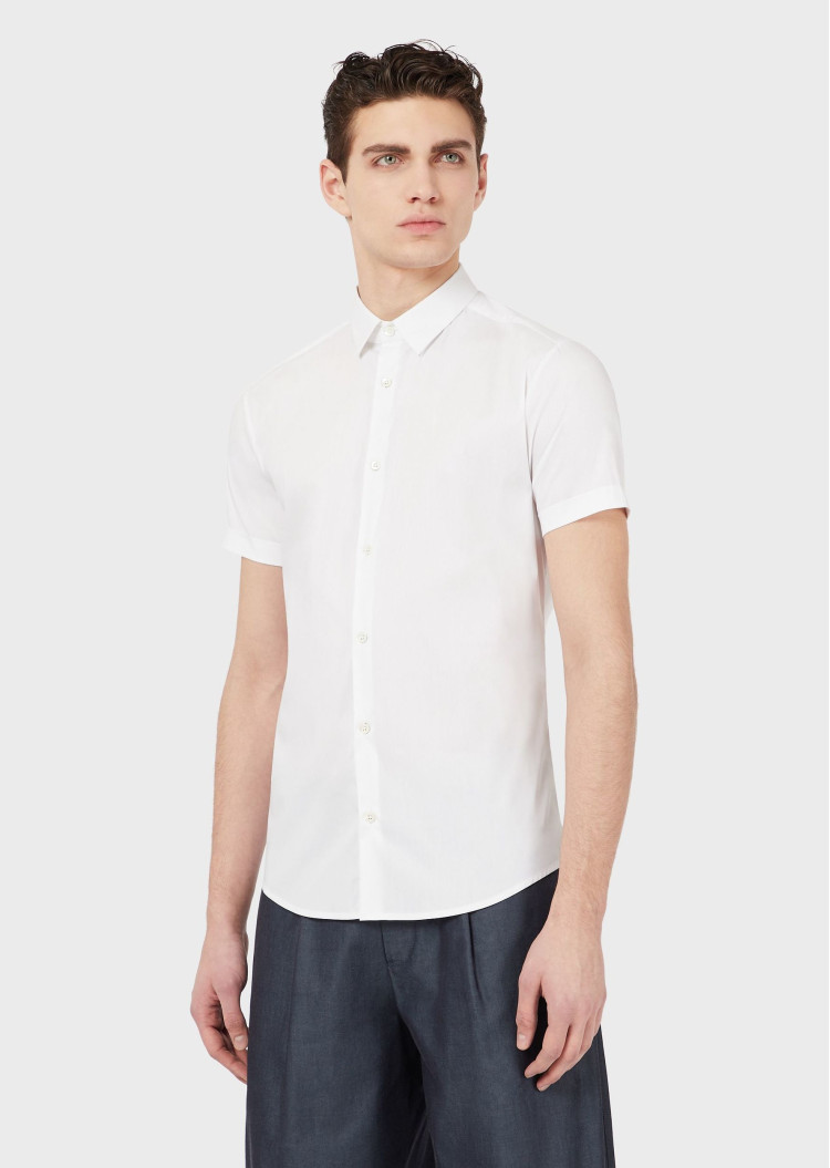 Сорочка повседневная с коротким рукавом Slim Fit для мужчин (462100), цвет Белый - №2