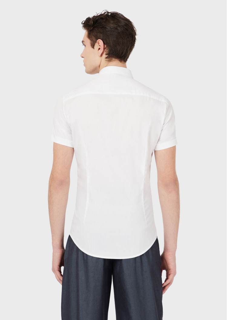 Сорочка повседневная с коротким рукавом Slim fit для мужчин (462100), цвет Белый - №3