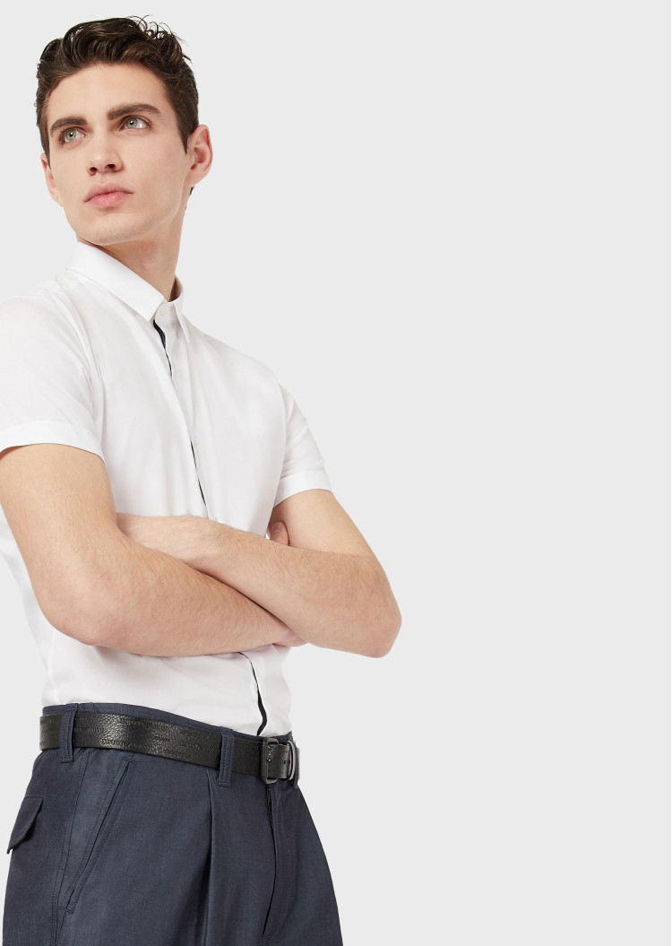 Сорочка повседневная с коротким рукавом Slim fit для мужчин (462100), цвет Белый - №4