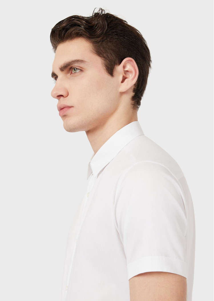 Сорочка повседневная с коротким рукавом Slim Fit для мужчин (462100), цвет Белый - №5
