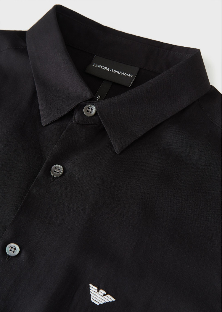 Сорочка повсякденна з коротким рукавом Slim fit для чоловіків (462103), колір Чорний - №6
