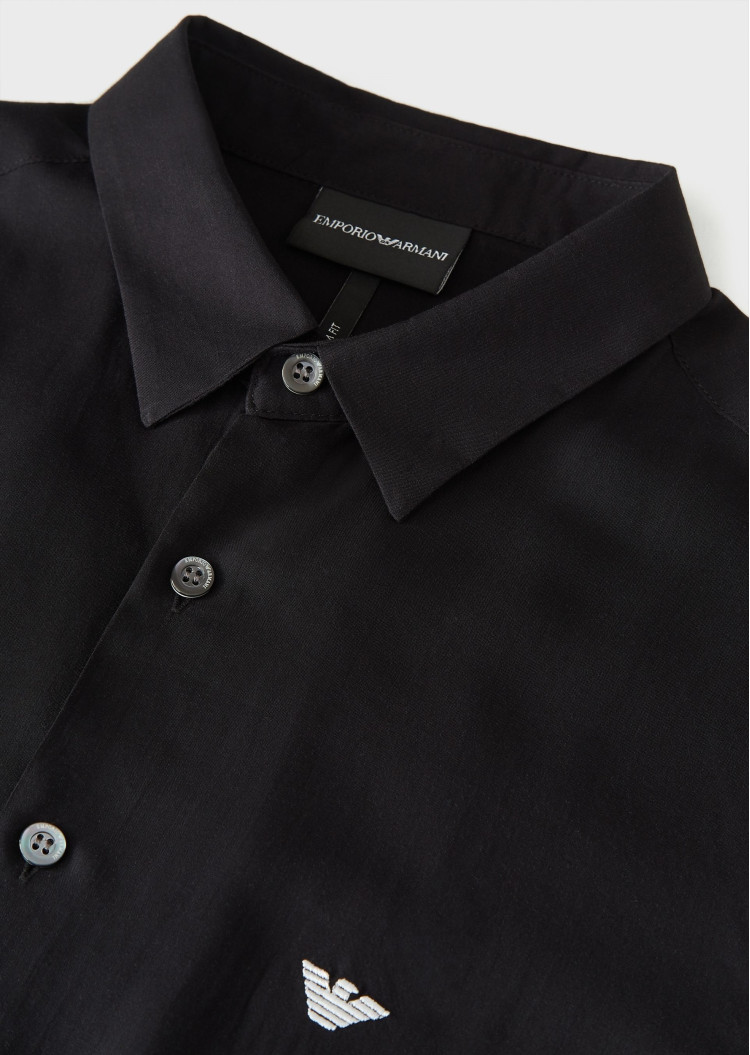 Сорочка повседневная с коротким рукавом Slim Fit для мужчин (462103), цвет Черный - №6