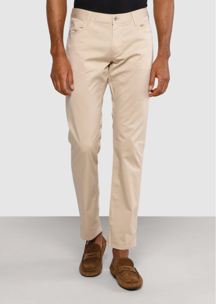 Брюки 5 карманов Slim Slim fit Низкая для мужчин (462117), цвет Бежевый - №2