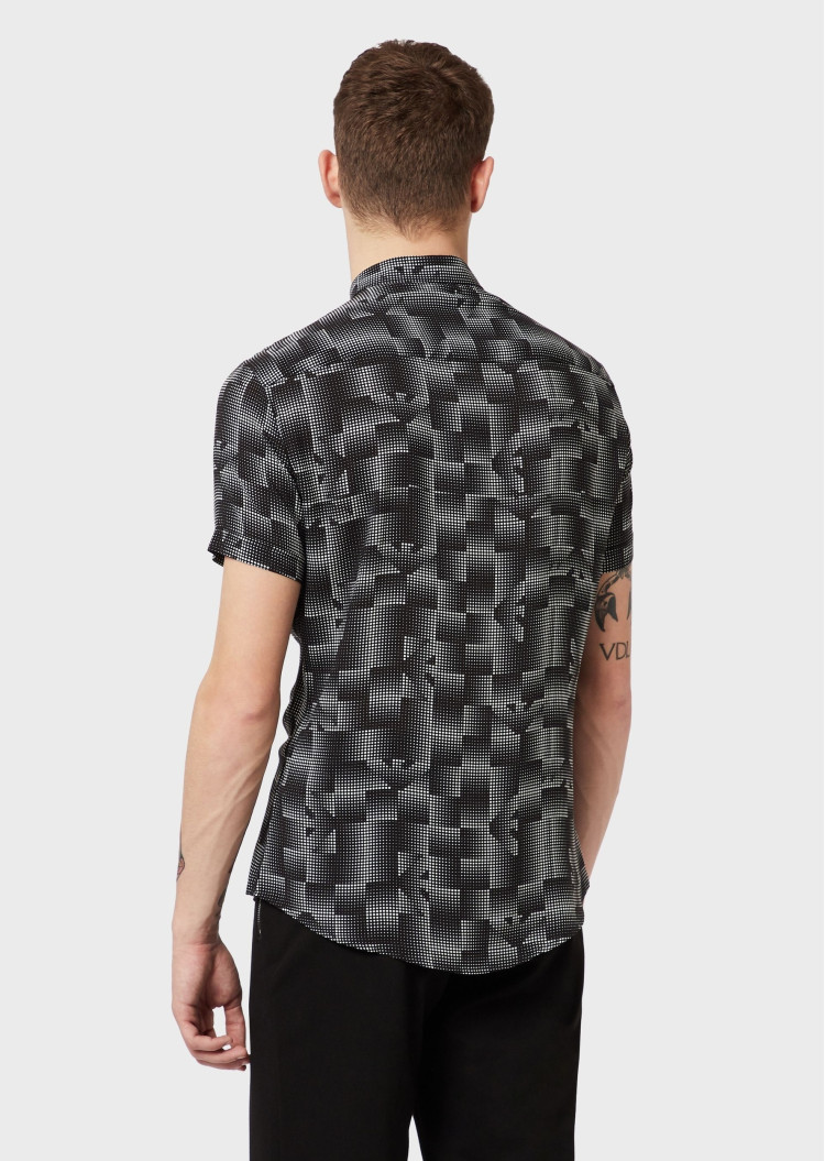 Сорочка повседневная с коротким рукавом Slim Fit для мужчин (462148), цвет Черный - №4