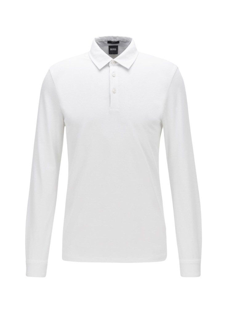 Поло з длинним рукавом Extra-slim fit для чоловіків (462495), колір Білий - №1