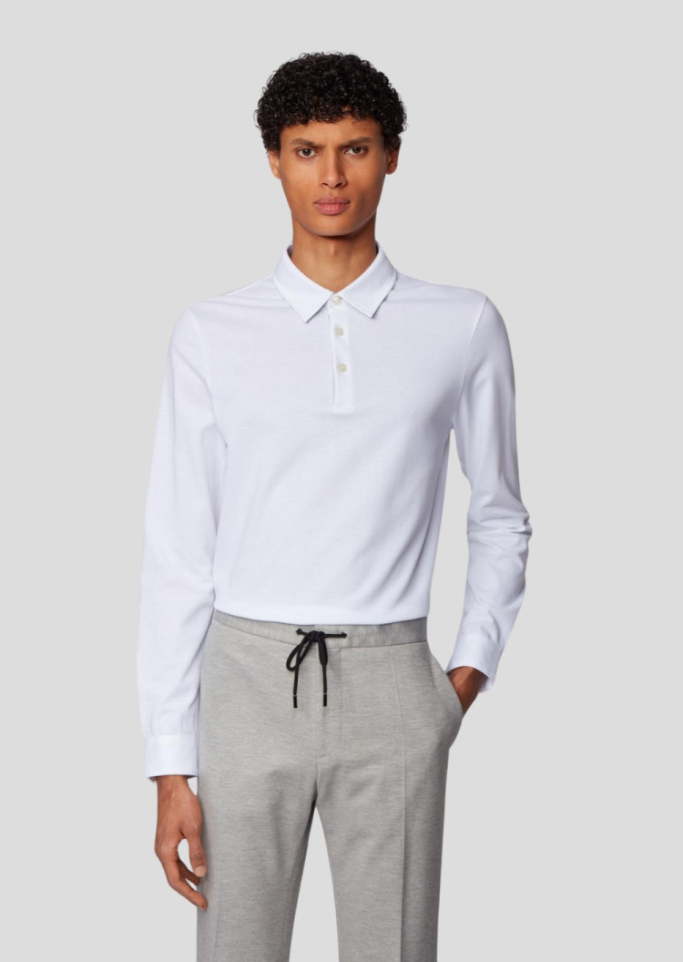 Поло з длинним рукавом Extra-slim fit для чоловіків (462495), колір Білий - №2