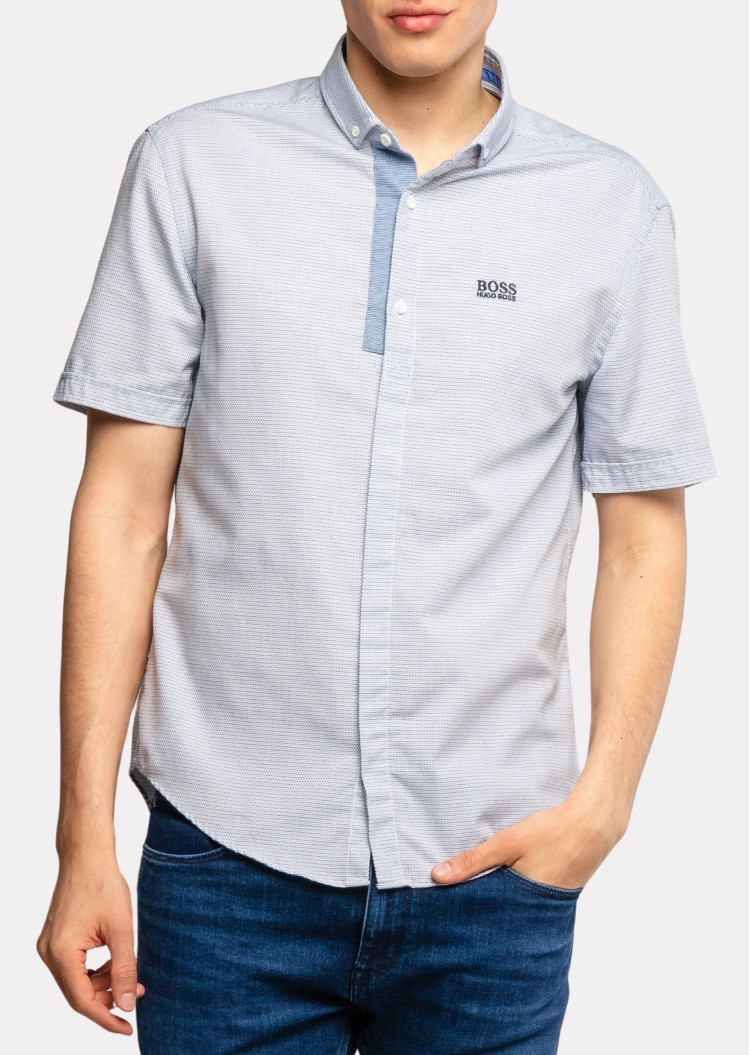 Сорочка повсякденна з коротким рукавом Slim fit для чоловіків (462637), колір Синій - №2