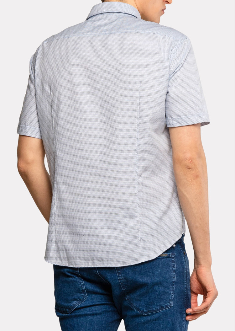 Сорочка повсякденна з коротким рукавом Slim fit для чоловіків (462637), колір Синій - №3