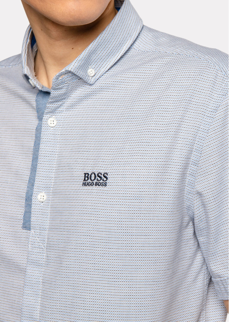 Сорочка повсякденна з коротким рукавом Slim fit для чоловіків (462637), колір Синій - №4