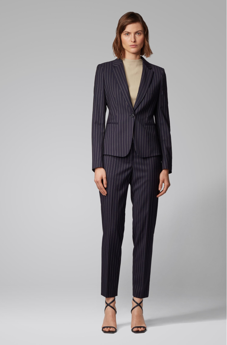 Брюки костюмные Slim fit Низкая для женщин (462972), цвет Синий - №2