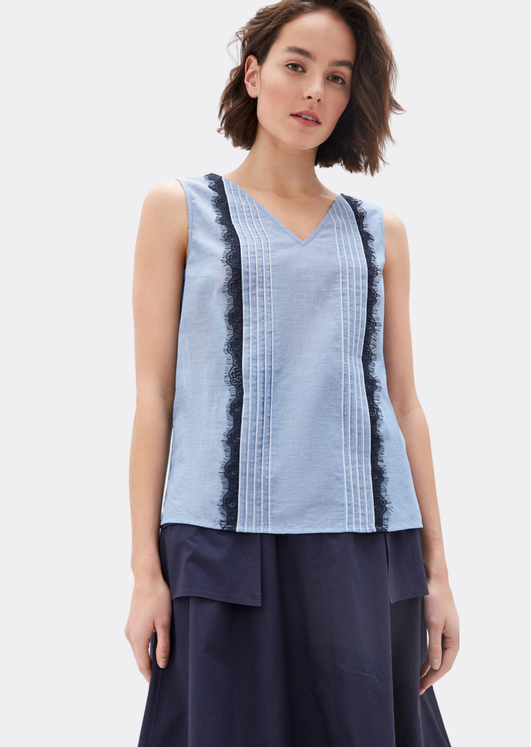 Блуза топ Regular fit для жінок (463275), колір Синій - №2