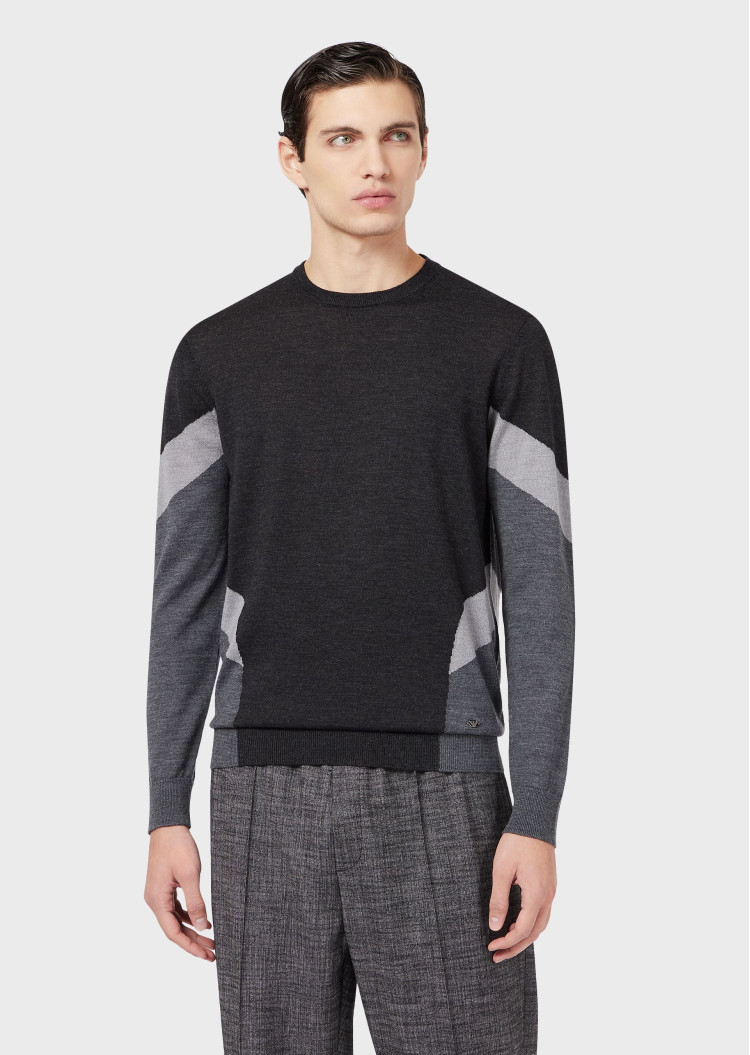 Джемпер Slim fit для чоловіків (465174), колір Сірий - №2