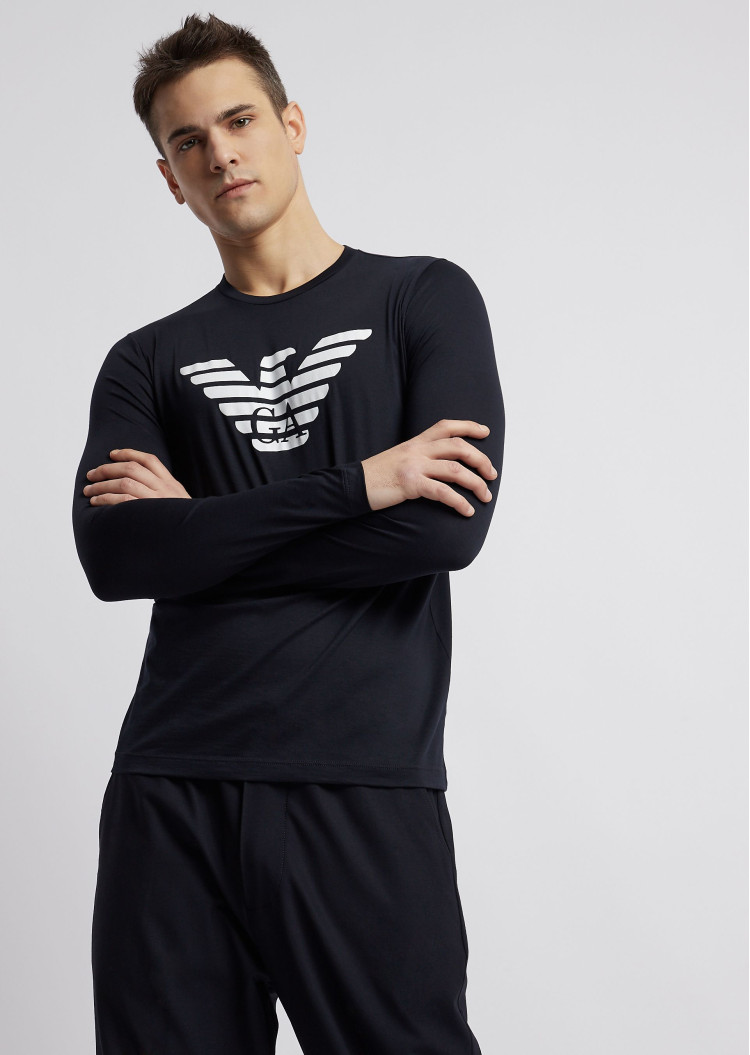 Футболка з довгим рукавом Slim fit для чоловіків (465240), колір Синій - №2