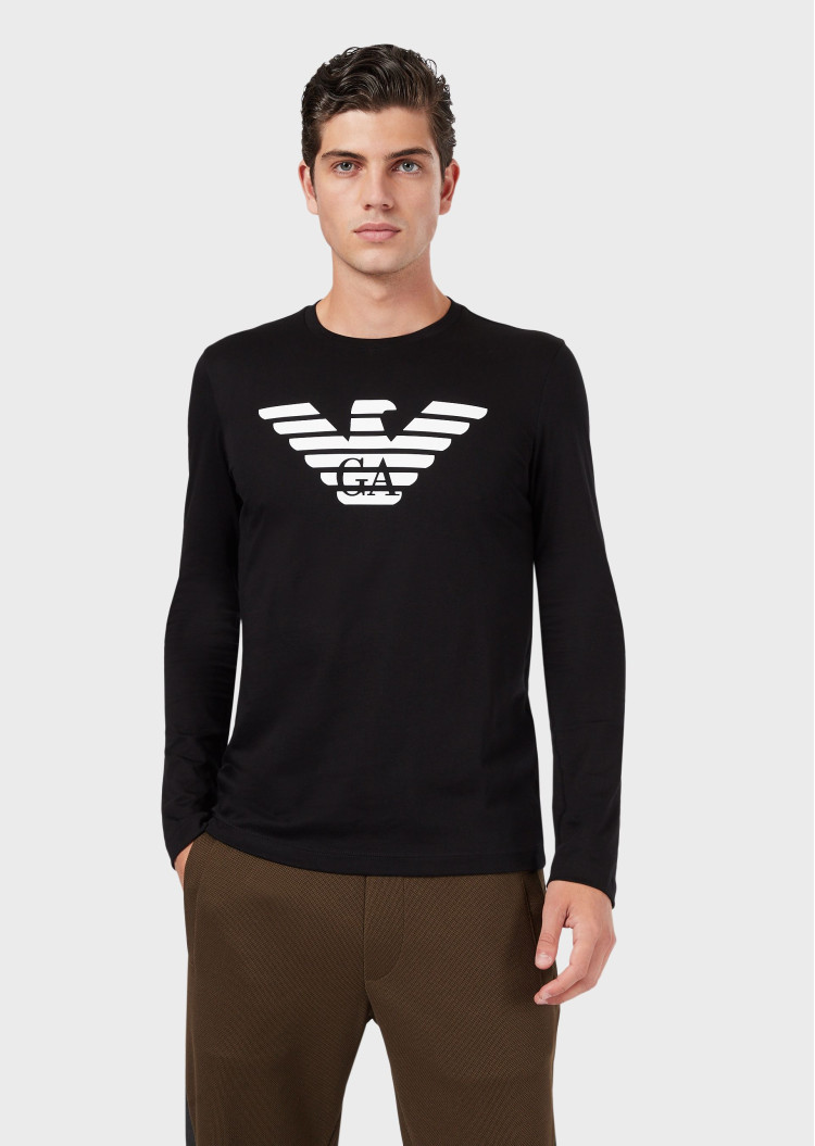 Футболка з довгим рукавом Regular fit для чоловіків (465241), колір Чорний - №2