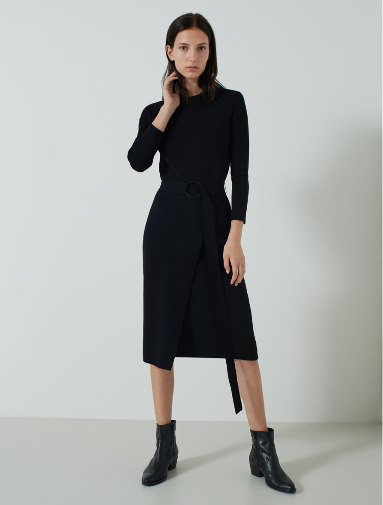 Сукні міді Slim fit для жінок (466439), колір Чорний - №2