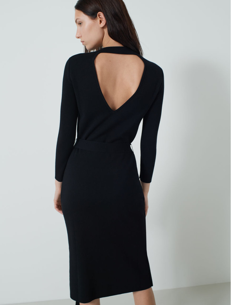 Сукні міді Slim fit для жінок (466439), колір Чорний - №3