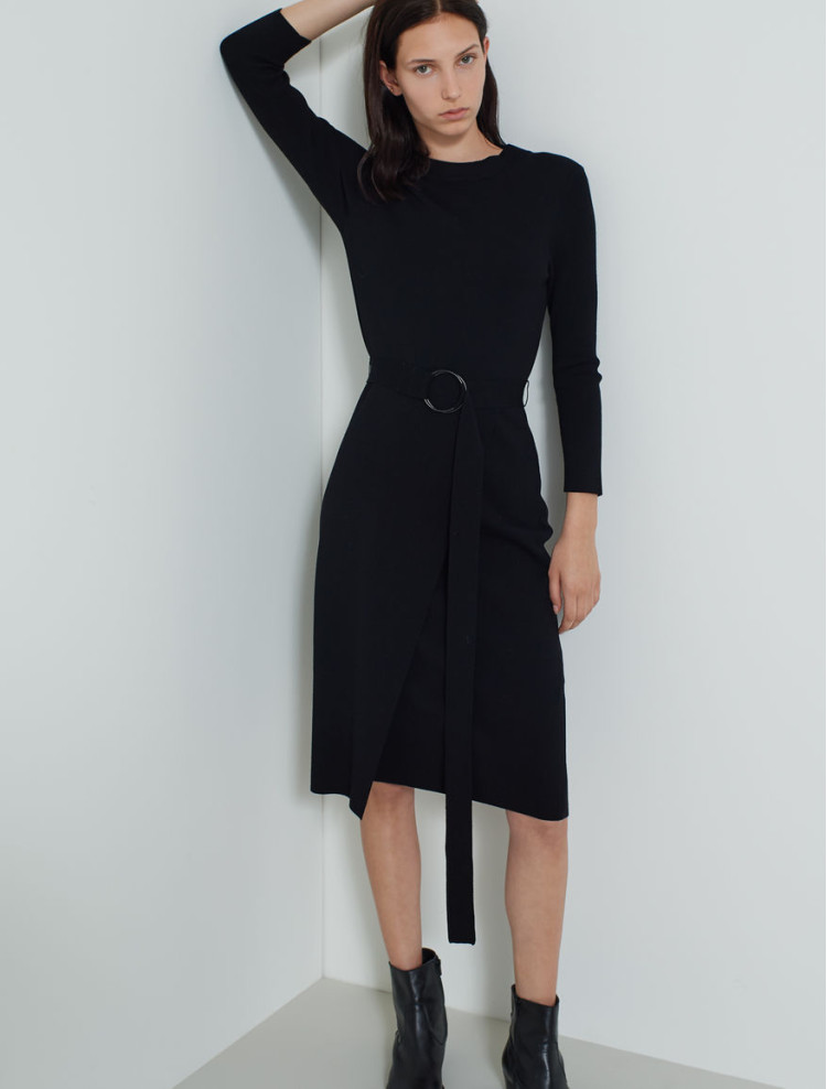 Сукні міді Slim fit для жінок (466439), колір Чорний - №4