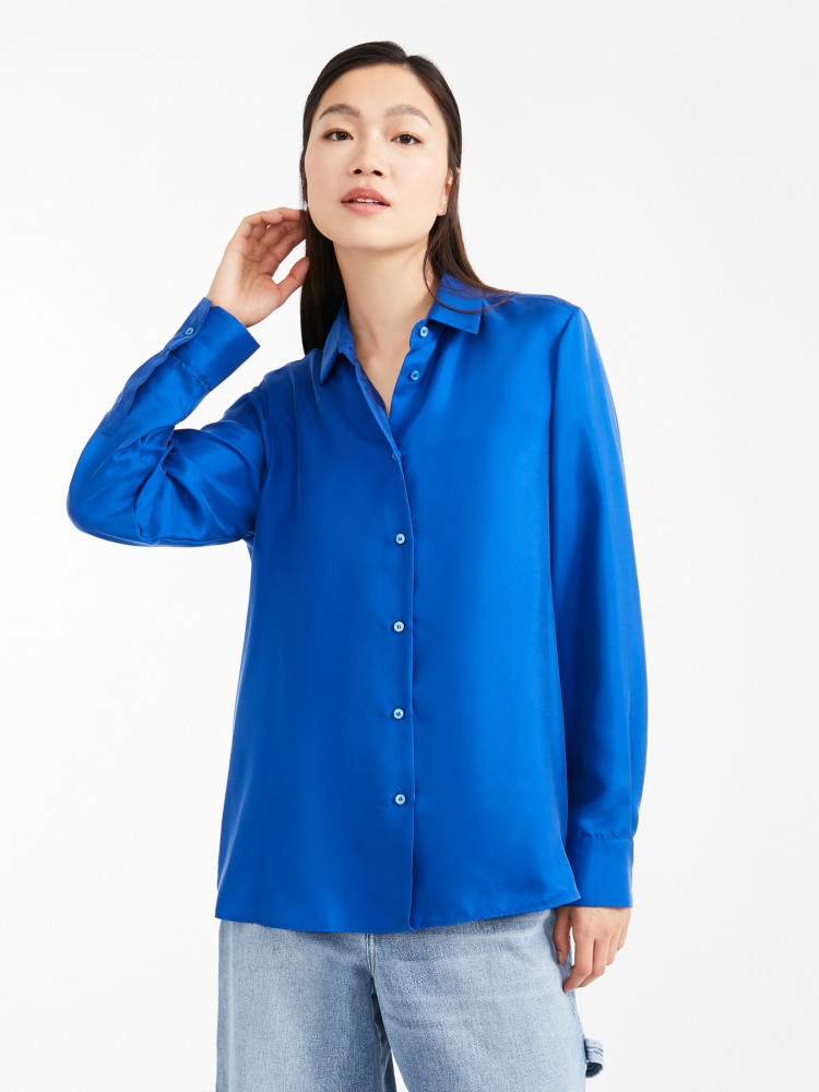 Блуза с длинным рукавом Regular fit для женщин (466877), цвет Синий - №2