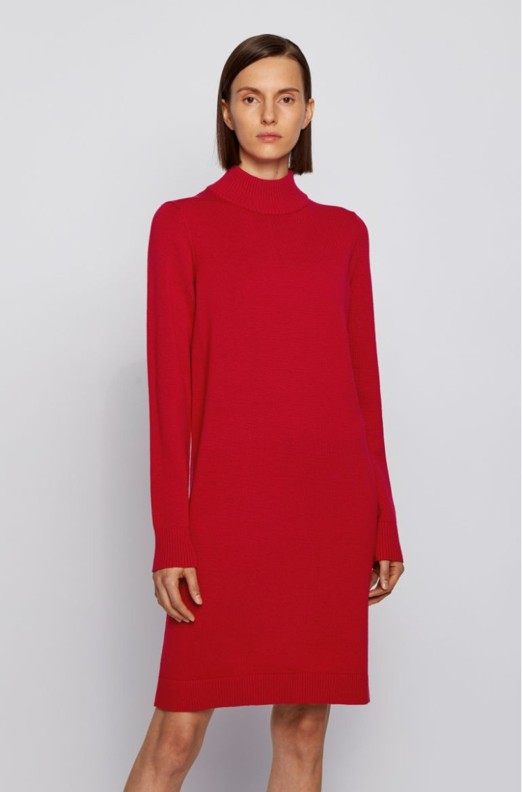 Сукні міді Slim fit для жінок (467214), колір Червоний - №2