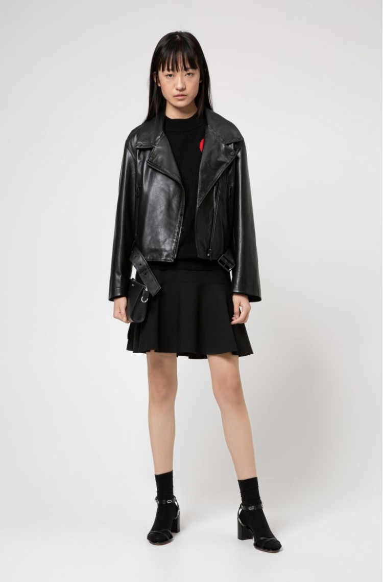 Шкіряна куртка Regular fit для жінок (468151), колір Чорний - №3