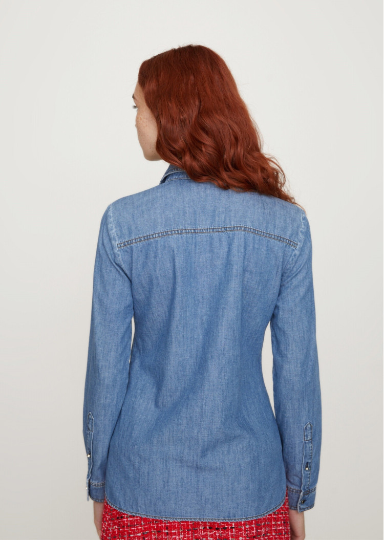 Рубашка с длинным рукавом Slim fit для женщин (468224), цвет Синий - №4