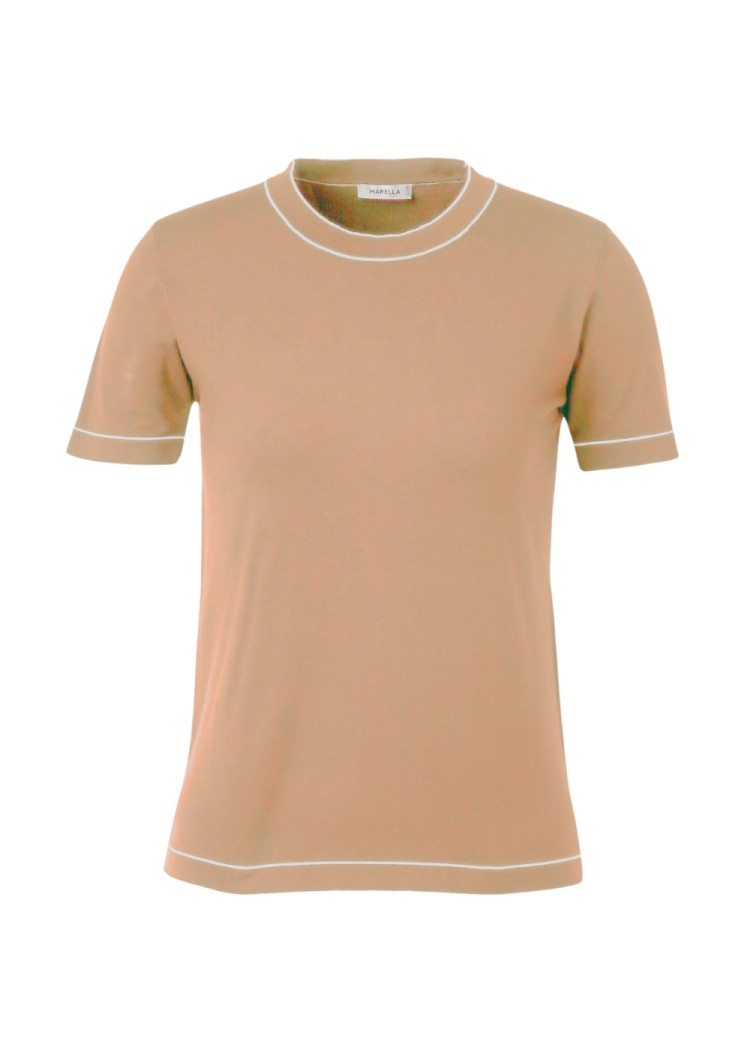Топ з коротким рукавом Slim fit для жінок (468342), колір Бежевий - №1