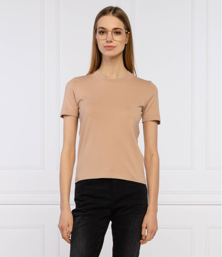 Топ з коротким рукавом Slim fit для жінок (468342), колір Бежевий - №2