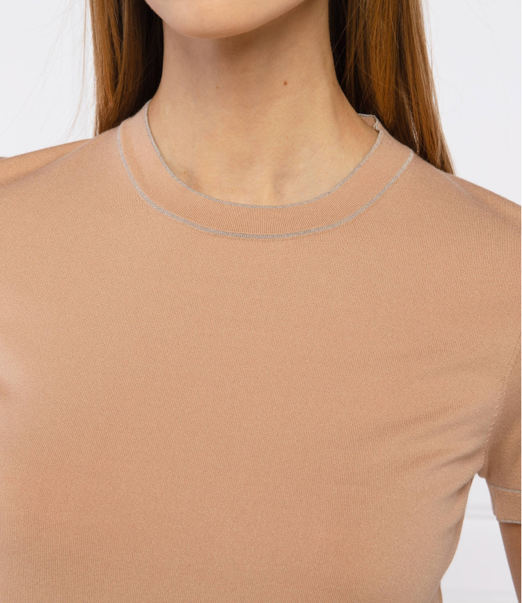 Топ з коротким рукавом Slim fit для жінок (468342), колір Бежевий - №4