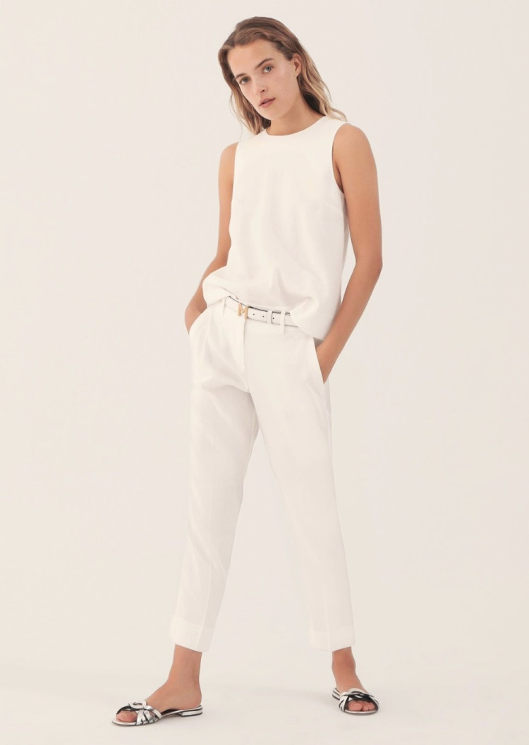 Брюки повседневные Slim fit Средняя для женщин (468393), цвет Белый - №2