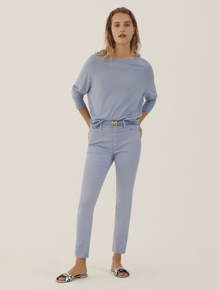 Брюки 5 карманов Slim Slim fit Средняя для женщин (468398), цвет Синий - №2