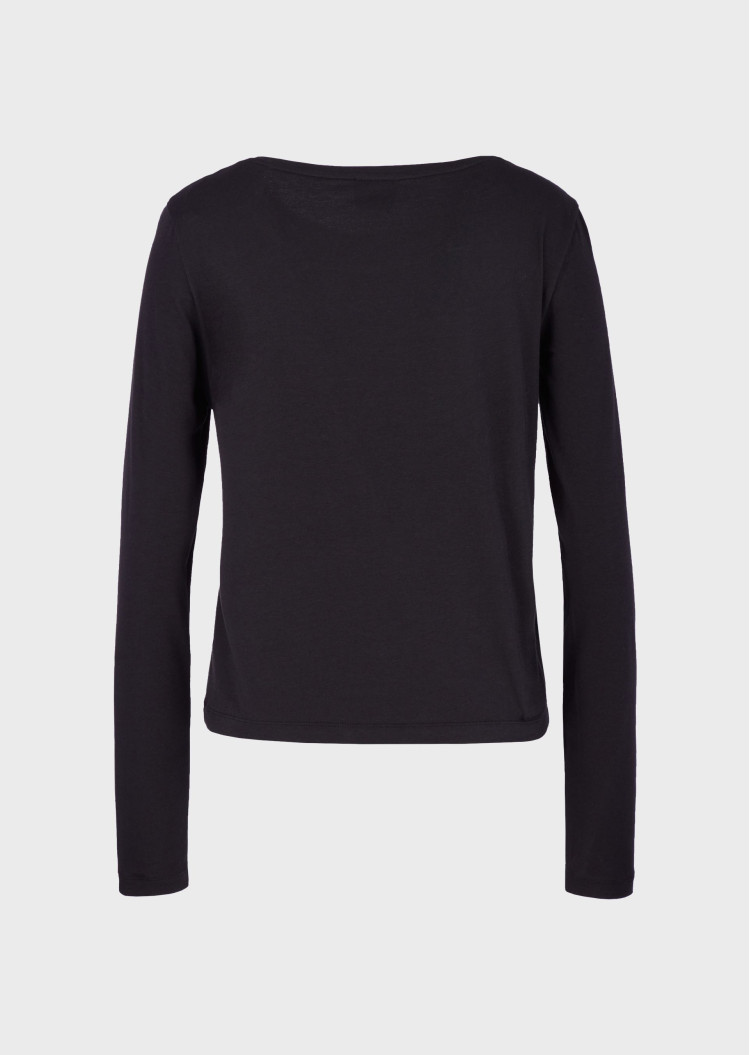 Футболка з довгим рукавом Slim fit для жінок (468443), колір Чорний - №4