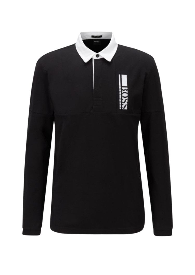 Поло з длинним рукавом Slim fit для чоловіків (468551), колір Чорний - №1
