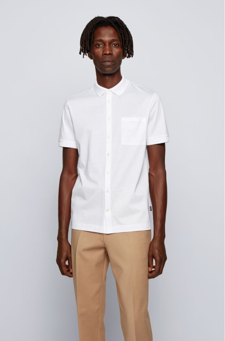 Сорочка повседневная с коротким рукавом Slim fit для мужчин (468589), цвет Белый - №2