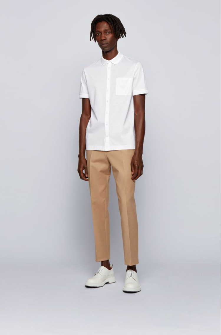 Сорочка повседневная с коротким рукавом Slim fit для мужчин (468589), цвет Белый - №3
