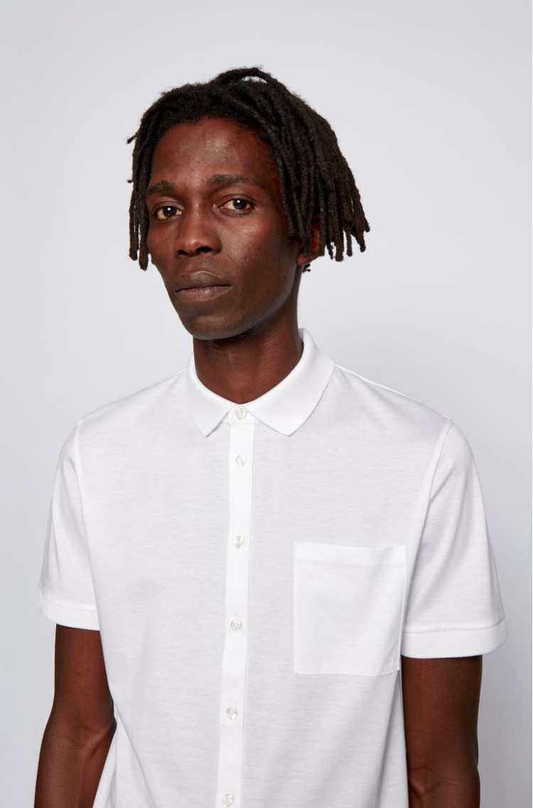 Сорочка повседневная с коротким рукавом Slim fit для мужчин (468589), цвет Белый - №5