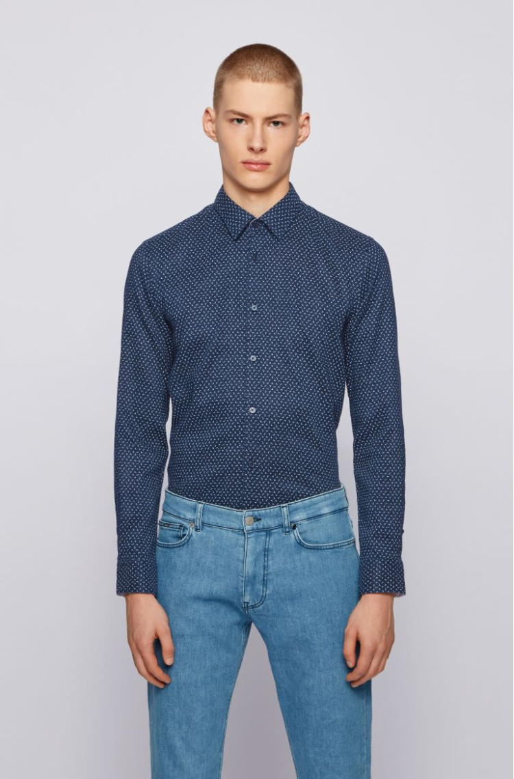 сорочка ділова Extra-slim fit для чоловіків (468605), колір Синій - №2