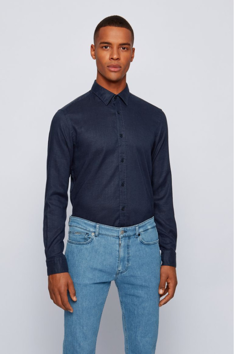 Сорочка деловая Slim fit для мужчин (468620), цвет Синий - №2