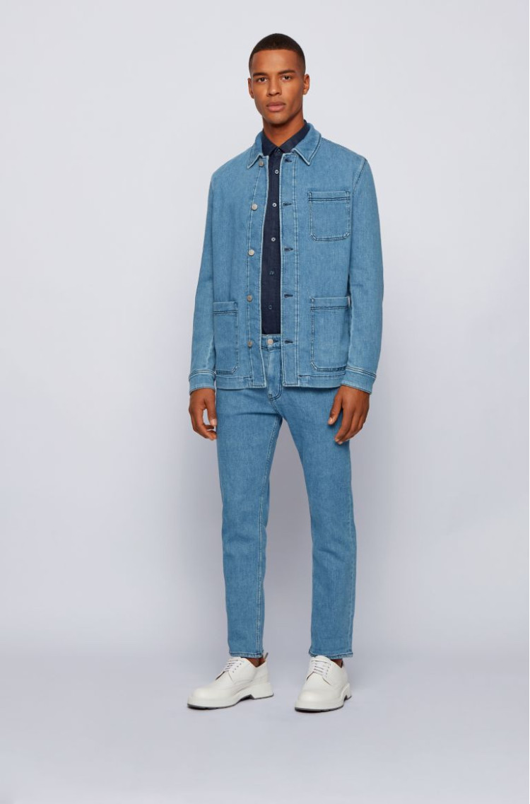Сорочка деловая Slim fit для мужчин (468620), цвет Синий - №3